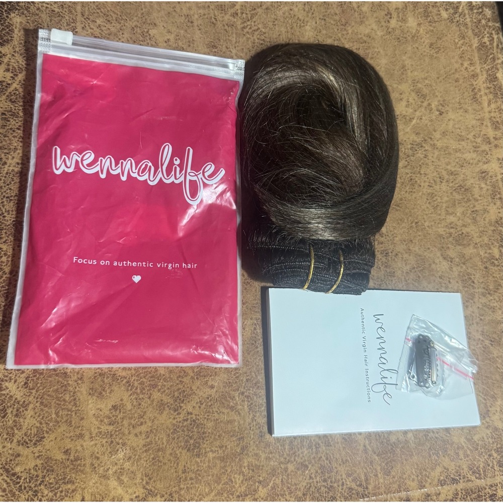 Wennalife 14" Clip In Human Hair Extensions T4B/26P4B Brown Blonde‎ Virgin Hair